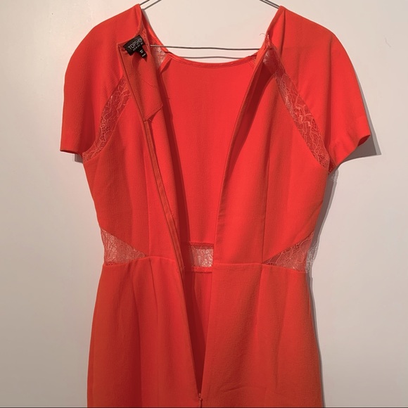 Topshop Coral Dress with lace details - Picture 7 of 8